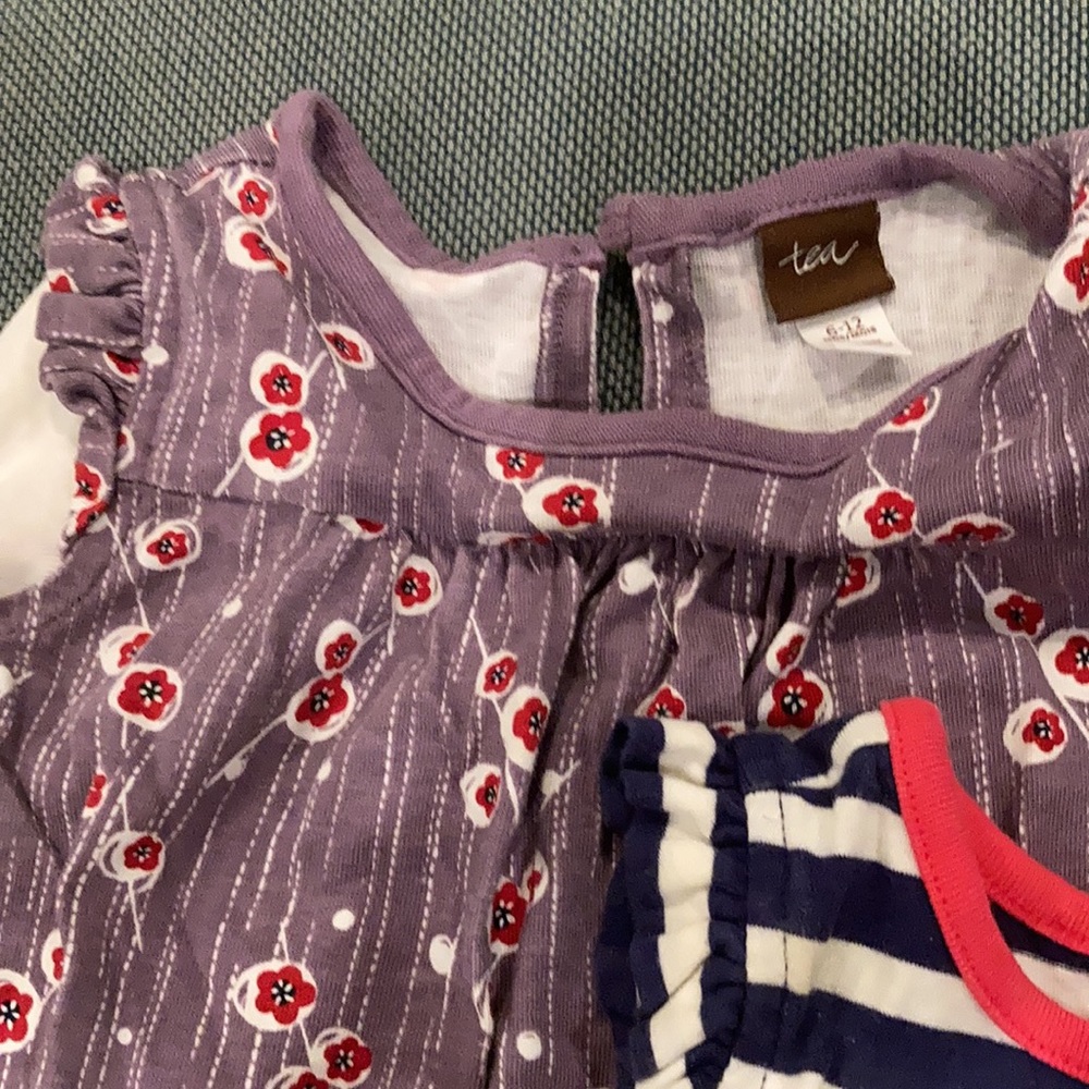 Two Tea Collection Rompers 6-9M & 6-12M - Picture 3 of 5